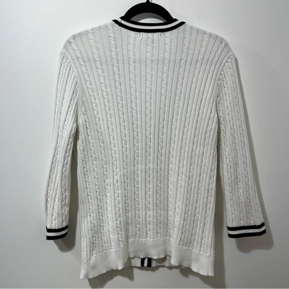 Light Academia Old Money Quiet Luxury Preppy Chaps Cable-Knit Cardigan [size L] - Picture 9 of 11